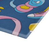 Bunter Musikmix in rosa, blau, gelb Schneidebrett (Ecke)