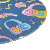 Bunter Musikmix in Rosa, Blau, Gelb Schneidebrett (Ecke)