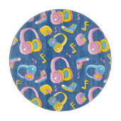 Bunter Musikmix in Rosa, Blau, Gelb Schneidebrett (Vorderseite)