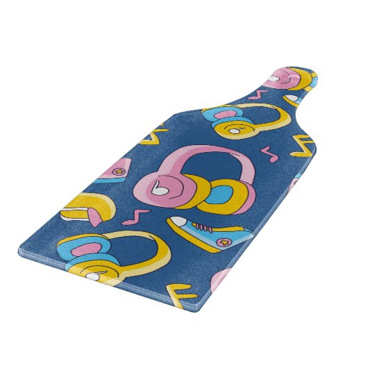 Bunter Musikmix in Rosa, Blau, Gelb Schneidebrett (Ecke)