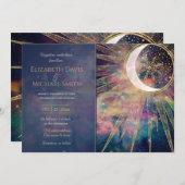 Bunter Nebel Gold Doodles Sun Moon Mandala Einladung (Vorne/Hinten)