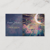 Bunter Nebel Gold Doodles Sun Moon Mandala Visitenkarte (Vorderseite)
