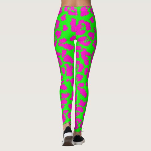 Bunter Neonleopard-Druck Leggings (Rückseite)