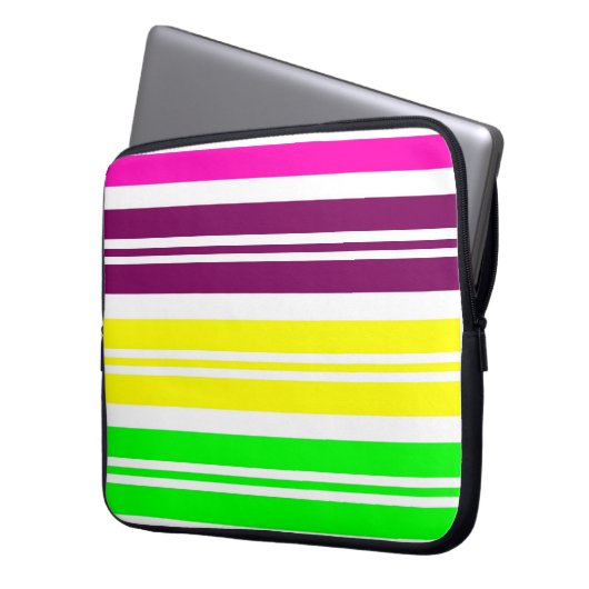 Bunter Neonregenbogen Stripes vibrierendes mutiges Laptopschutzhülle (Vorderseite Links)
