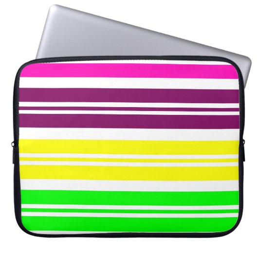Bunter Neonregenbogen Stripes vibrierendes mutiges Laptopschutzhülle (Vorderseite)
