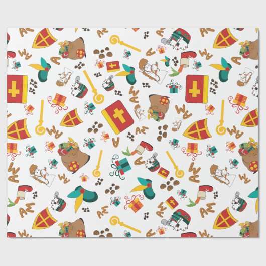 Bunter niederländischer Feiertag Sinterklaas Geschenkpapier (Flach)