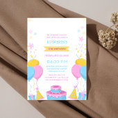 bunter niedlicher Geburtstag Einladung