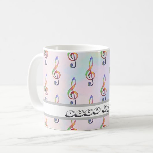 bunter Notenschlüssel Kaffeetasse (Vorderseite Links)