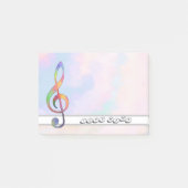 bunter Notenschlüssel Post-it Klebezettel (Vorderseite)