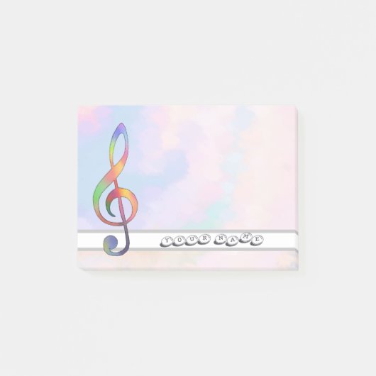 bunter Notenschlüssel Post-it Klebezettel (Vorderseite)