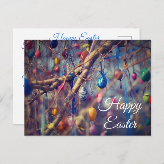 Bunter Osterei-Baum-personalisierte Postkarte (Vorne/Hinten)