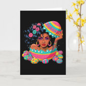 Bunter Ostereier-Such-Black Queen Juneteenth-Frau Karte (Gelbe Blume)