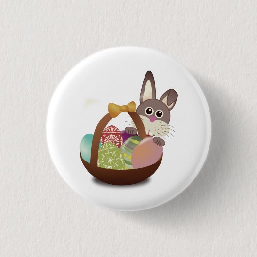 Bunter Osterhase und Eier Button (Vorderseite)