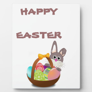 Bunter Osterhase und Eier Fotoplatte