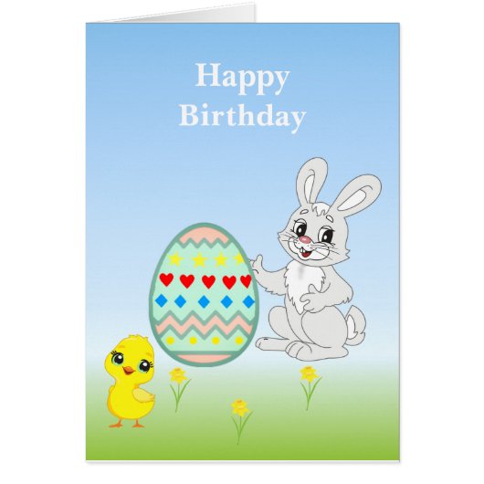 Bunter Osterhase und Osterei Geburtstag (Vorne)