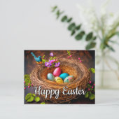 Bunter Osterkorb gefüllt mit Eiern Postkarte (Stehend Vorderseite)