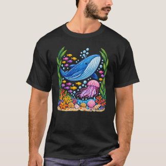Bunter Ozeanwal und Quallen Unterwasser-Riff T-Shirt