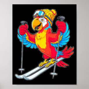 Bunter Papagei Skiverlebniss Winter Spaß Poster