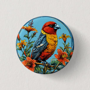 Bunter Papageienkreuzschnabel Vogel Button