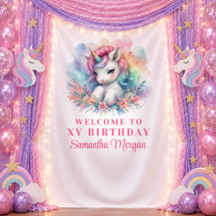 Bunter Pastell-Einhorn Magischer Tag Hintergrund Wandteppich