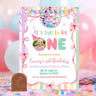 Bunter Pastell-Fancy-Fun zum ersten Geburtstag Einladung
