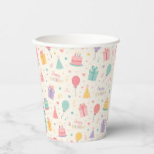 Bunter Pastell-Geburtstagsparty-Becher