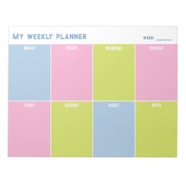 Bunter Pastell-Wochenplaner zum Anpassen Notizblock