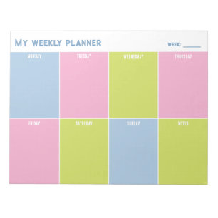 Bunter Pastell-Wochenplaner zum Anpassen Notizblock