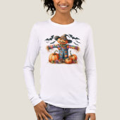 Bunter Patchwork-Vogelscheuche mit Fledermäusen Tri-Blend Shirt (Vorderseite)
