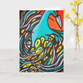 Bunter Pfau Karte (Gelbe Blume)