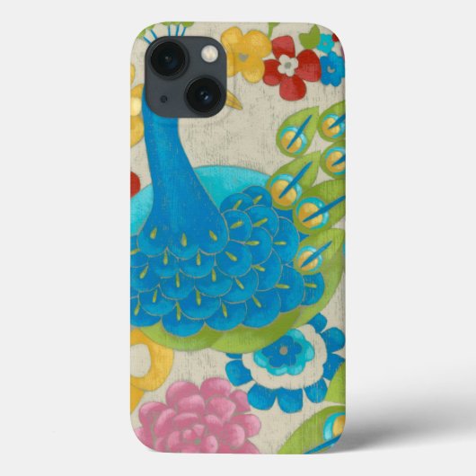 Bunter Pfau und Blumen Case-Mate iPhone Hülle (Rückseite)