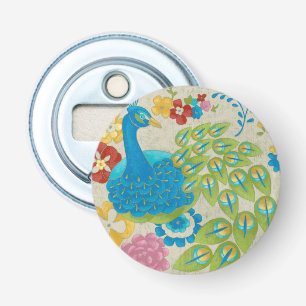 Bunter Pfau und Blumen Flaschenöffner