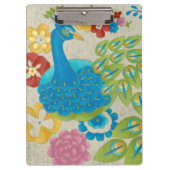 Bunter Pfau und Blumen Klemmbrett (Vorderseite)