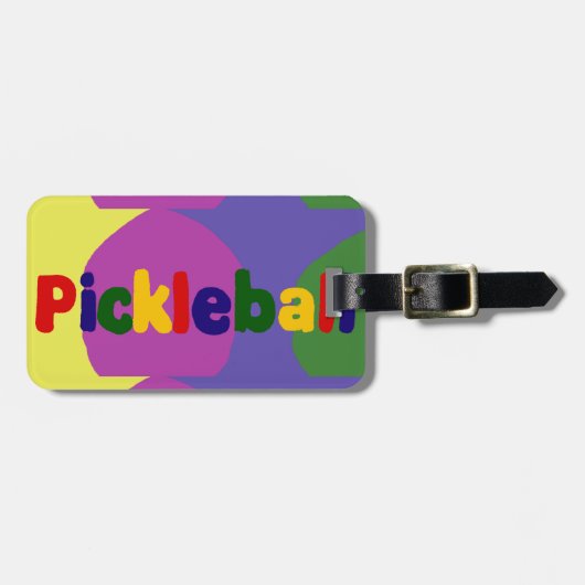 Bunter Pickleball Buchstabe-Kunst-Entwurf Gepäckanhänger (Vorderseite horizontal)