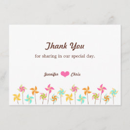 Bunter Pinwheel-themenorientierte Hochzeit Dankeskarte