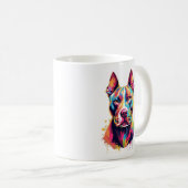 Bunter Pitbull Becher – Lebendiges Pop-Art-Hund-De Kaffeetasse (VorderseiteRechts)