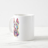 Bunter Pitbull Becher – Lebendiges Pop-Art-Hund-De Kaffeetasse (Vorderseite Links)