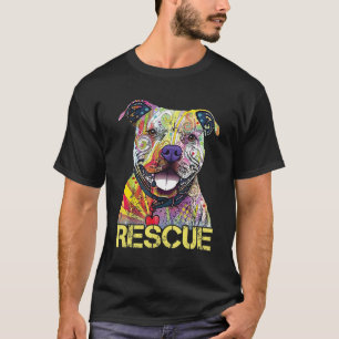 Bunter Pitbull-Rettungshund Adoptiert Nicht Kaufen T-Shirt