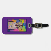 Bunter Pitbullentwurf auf Gepäckanhänger (Vorderseite horizontal)