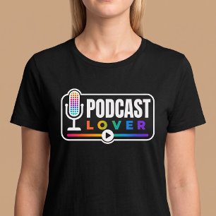 Bunter Podcast-Liebhaber Mikrophon T-Shirt