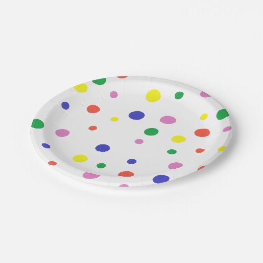 Bunter Polka-Punkt-PapierTeller Pappteller (Schrägansicht)