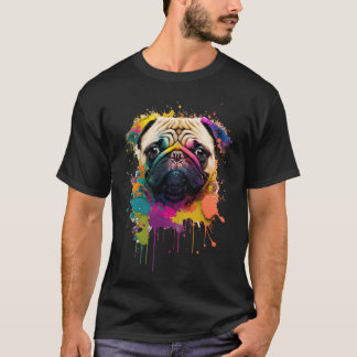 Bunter Pop-Art-Mops-Hund, Mops-Welpenliebhaber Bes T-Shirt