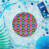 Bunter Popkunst-Lippenstiftkuß Pappteller (Party)