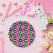 Bunter Popkunst-Lippenstiftkuß Pappteller (Party)