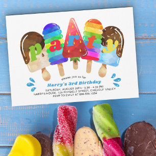 Bunter Popsicle-Geburtstagsfeier für Jungen jeden Einladung