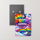 Bunter Pride-Monat Regenbogen- und Einhorn-Kunst Button (Vorderseite/Rückseite)