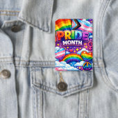 Bunter Pride-Monat Regenbogen- und Einhorn-Kunst Button (Insitu)
