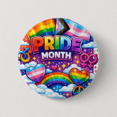 Bunter Pride Month Regenbogen und Einhorn Kunst Button (Vorderseite)