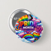 Bunter Pride Month Regenbogen und Einhorn Kunst Button (Vorne & Hinten)