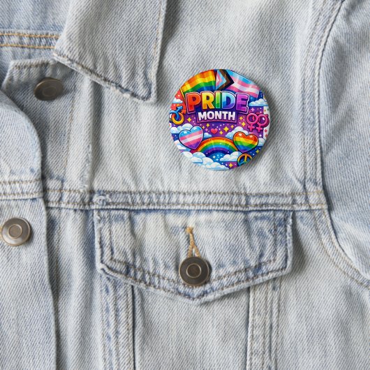 Bunter Pride Month Regenbogen und Einhorn Kunst Button (Beispiel)